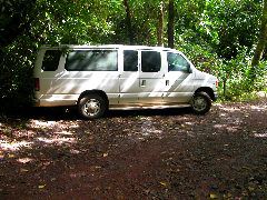 Just a van tucked into the jungle...