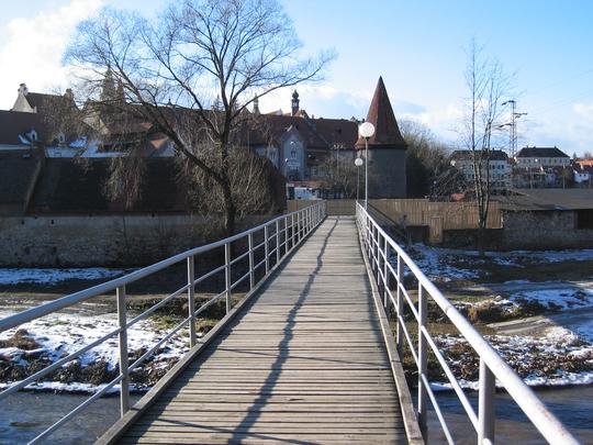 Walking Bridge over the Vltava to Cesky Krumlov